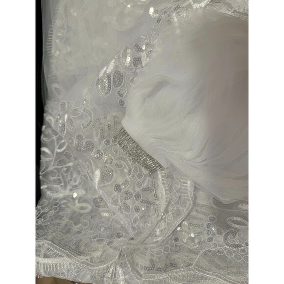NWT 1 Layer Floral Squins Wedding Veil 118.11'' Long Bridal Veil with Comb - Picture 4 of 6